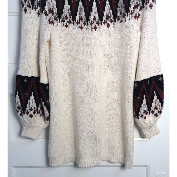 Free People Sweater Dress Wn XS Cream Cotton Wool Mohair Scotland Fair Isle Cozy - Picture 3 of 8